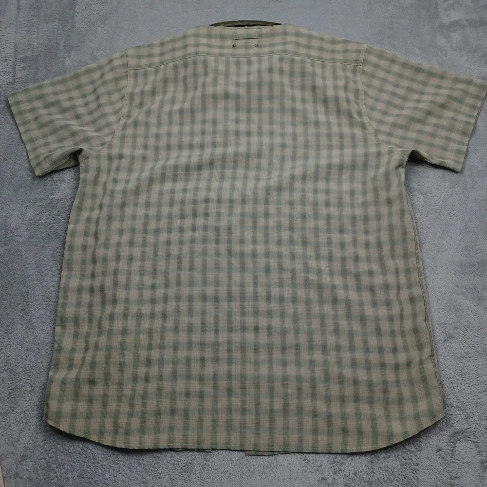North Face Shirt Mens XL Green Plaid Button Up Short Sleeve Casual